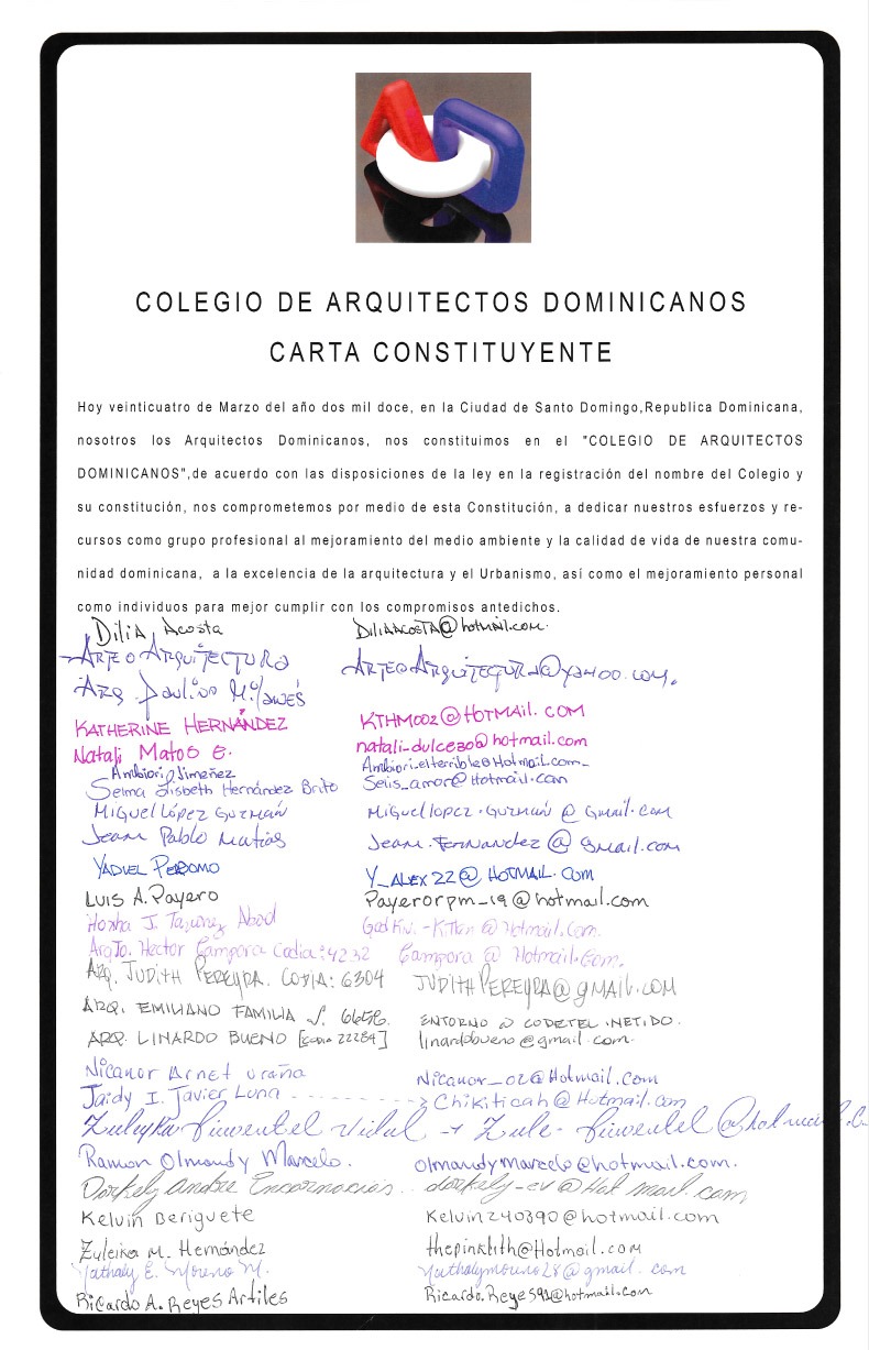Carta Constituyente del Colegio de Arquitectos - Página 1